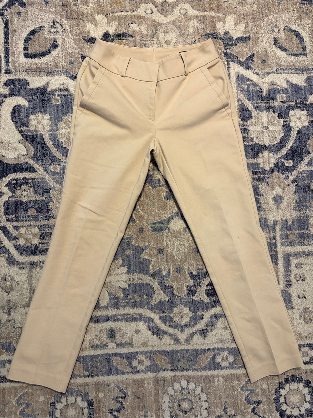 LOFT Beige/Tan Tailored Curvy Skinny Ankle Trousers
